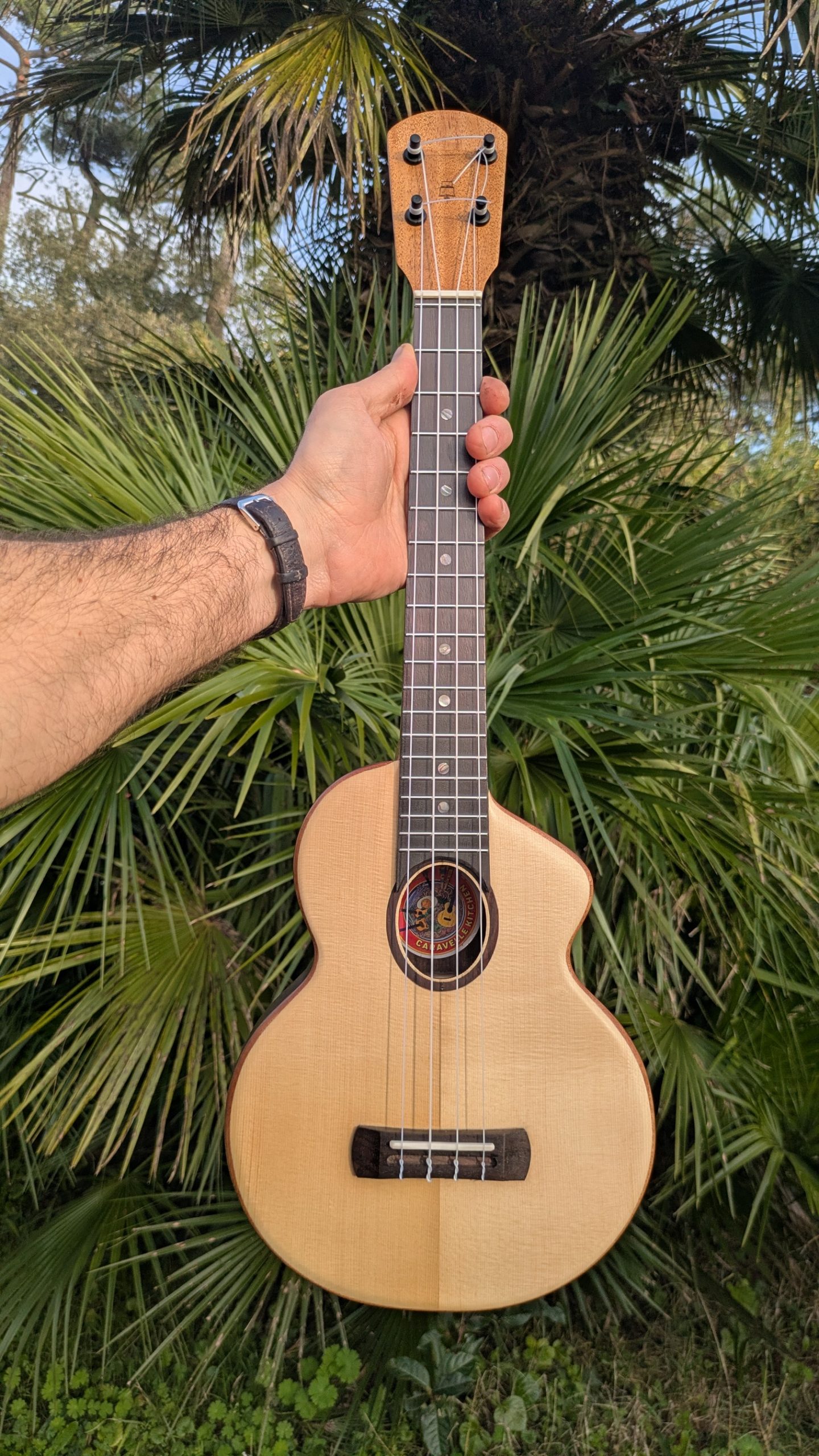 ukulele baby tenor "the lobster" mi cintré mi monoxyle épicéa palissandre – Image 5